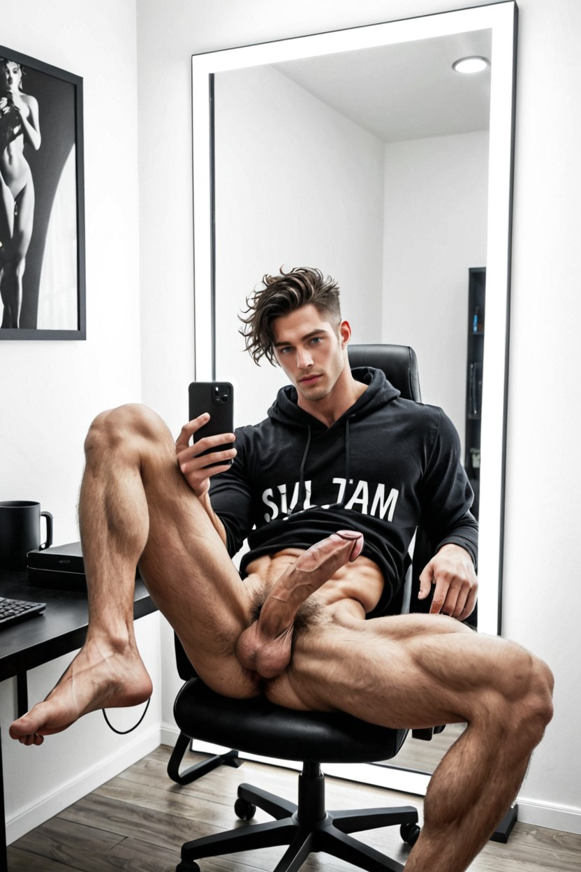 Wolfcut, Black Hair, Gaming Set Up AI Gay Porn