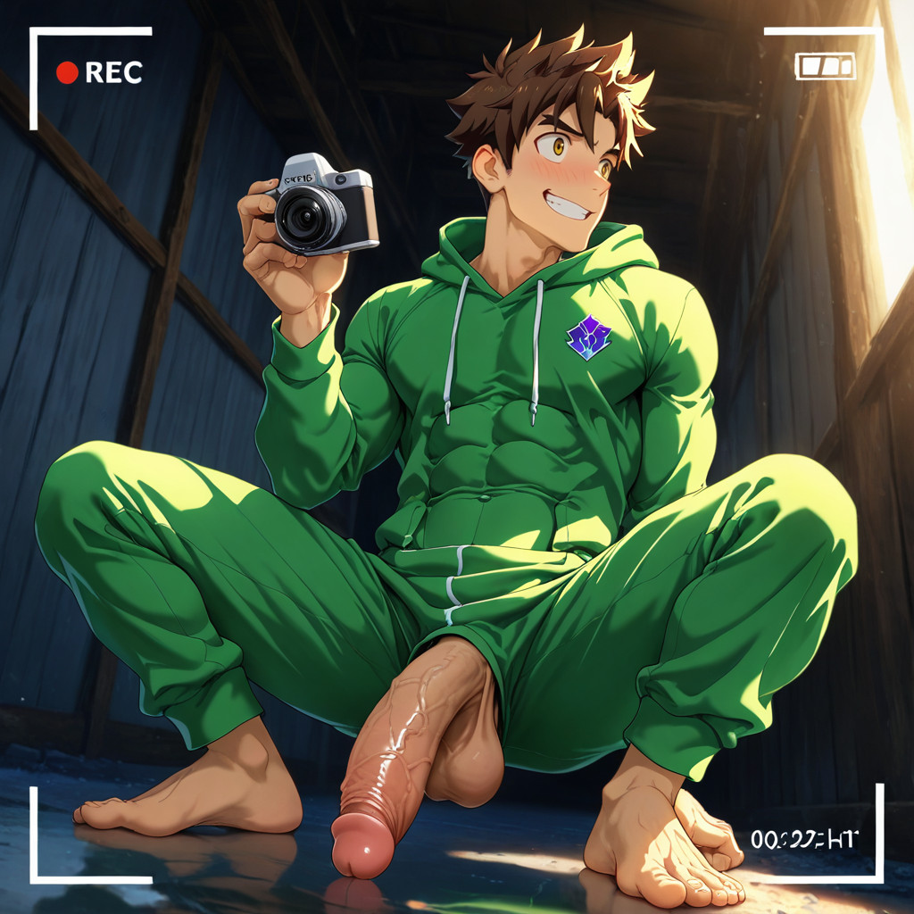 Messy Hair, Fit, Squatting AI Gay Porn