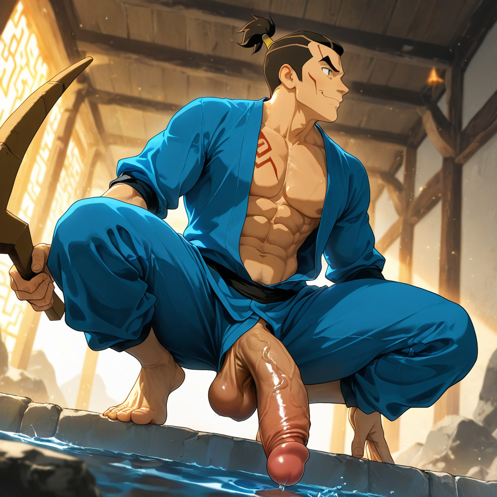 Tall Physique, Low Angle, Zoom Out AI Gay Porn