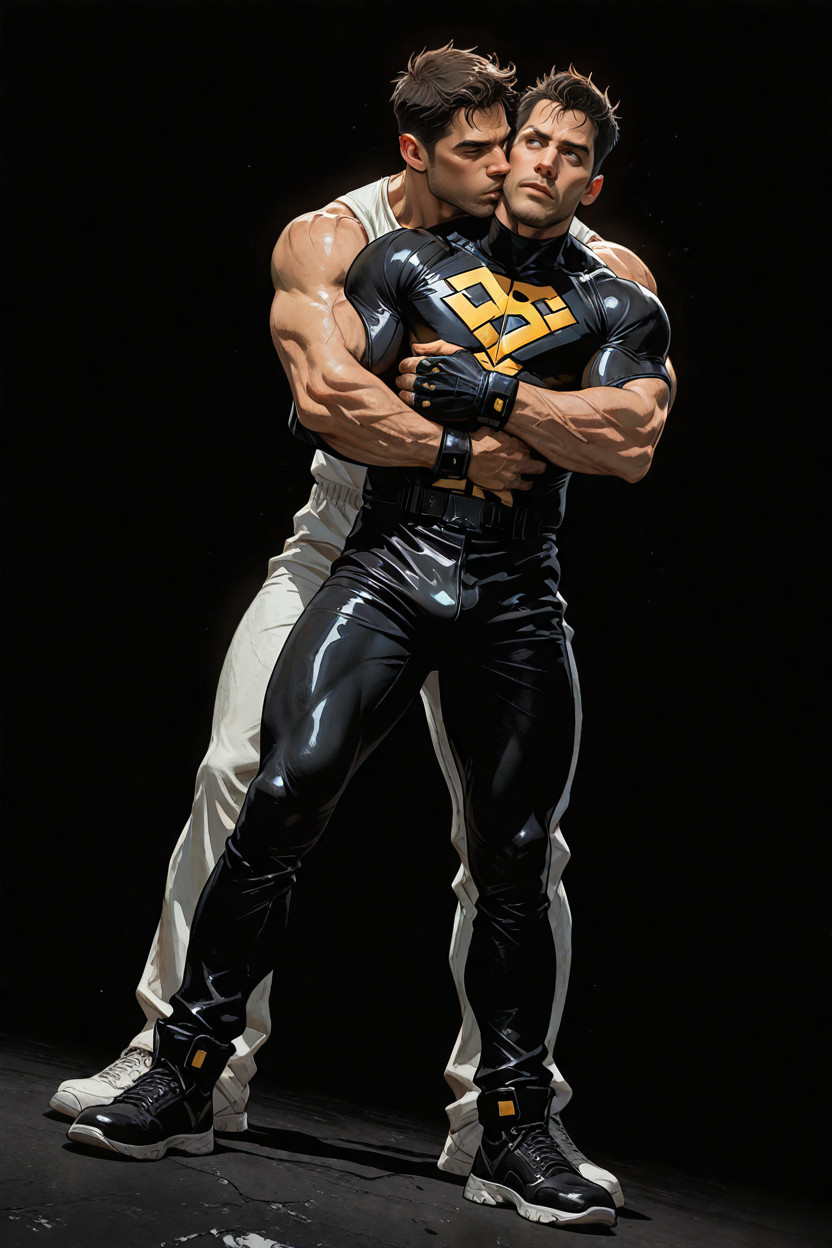 Black Spandex Superhero Outfit, Tall Sexy Body, Squeezable Porno gay IA