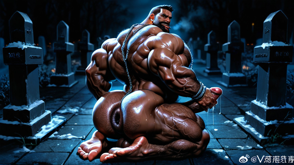 Blowjob Side View, Detailed Muscles, Detailed Realistic Image AI Gay Porn