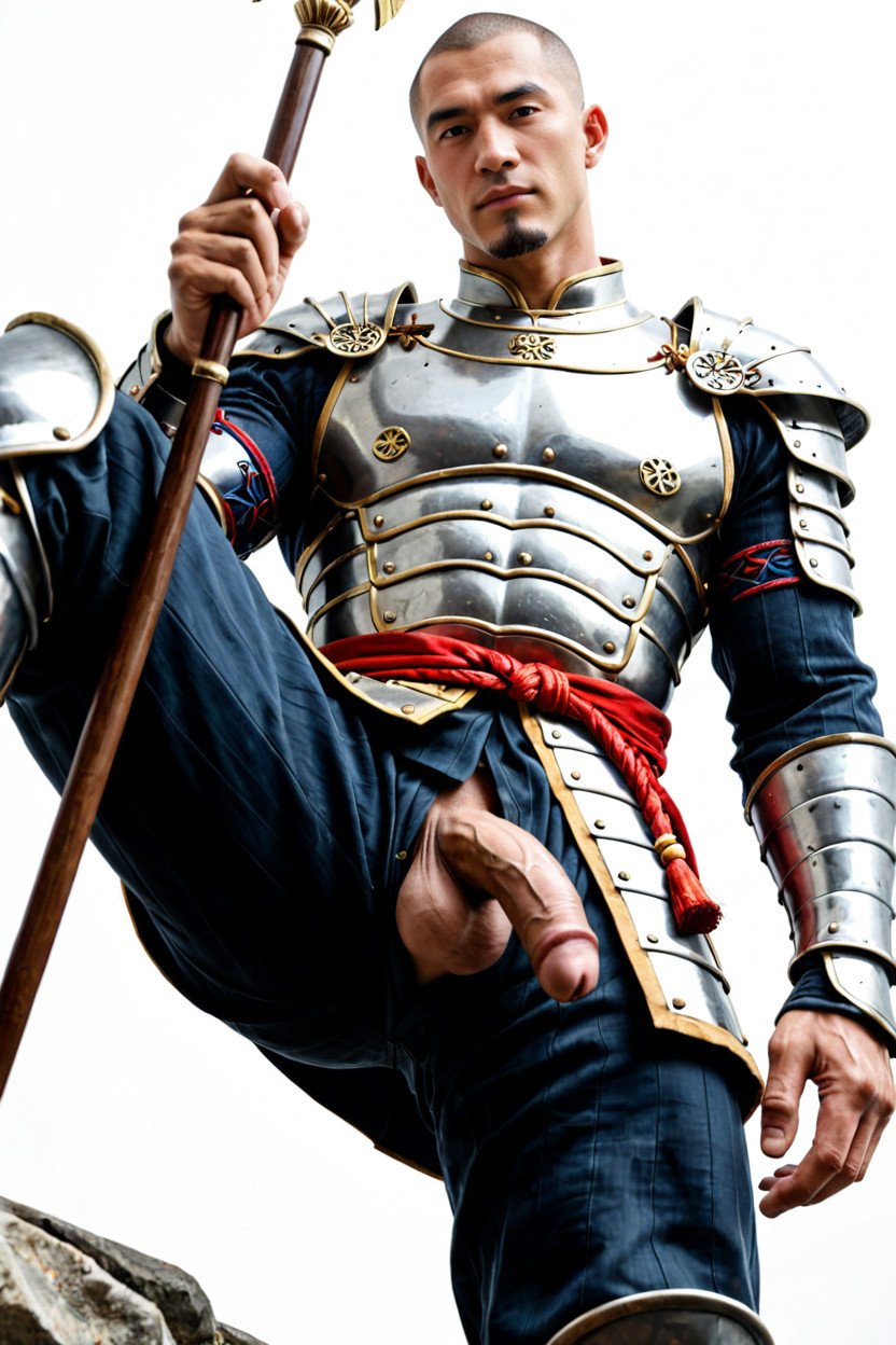 Posing, Armored Chest, Cloth Trousers Underneath Armor AI Gay Porn