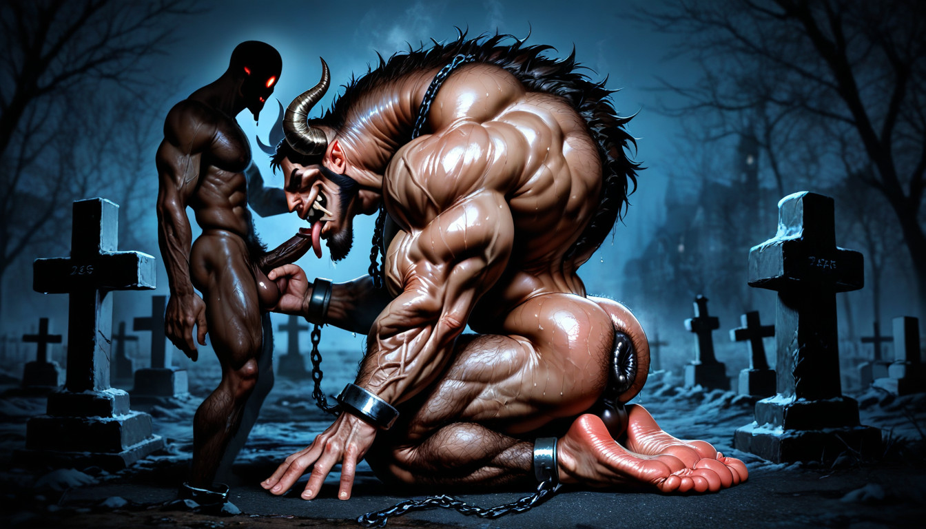 Massive Calves, Gloomy Atmosphere, Shackles On Ankles AI Gay Porn