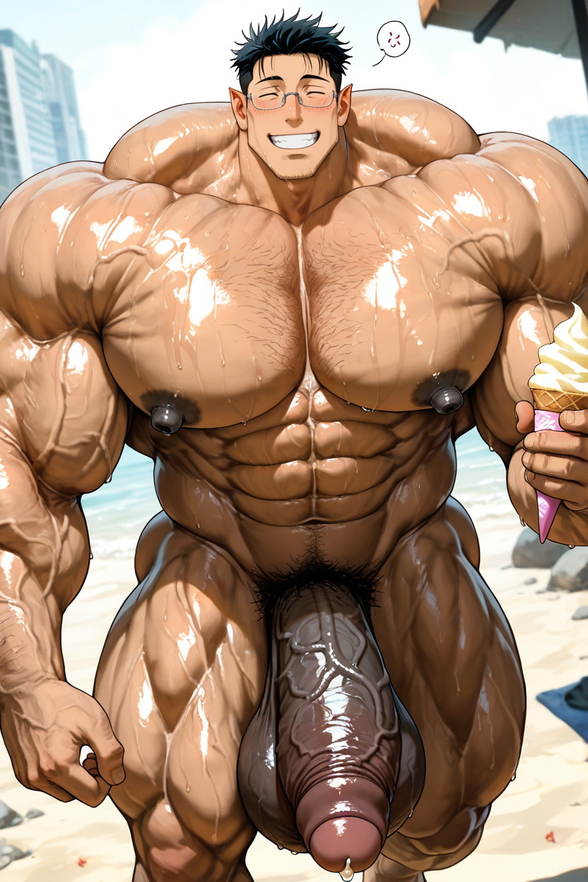 Musk, Exquisite Tonal Range, Deeply Etched Blocky Abs AI Gay Porn