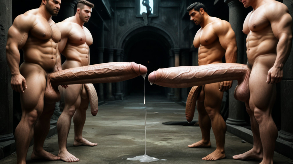 Impossibly Long And Thick Hyper Cock, Clear Thick Precum Leaking Out, Dick Reaches Far Beyond Arms Reach AI Gay Porn