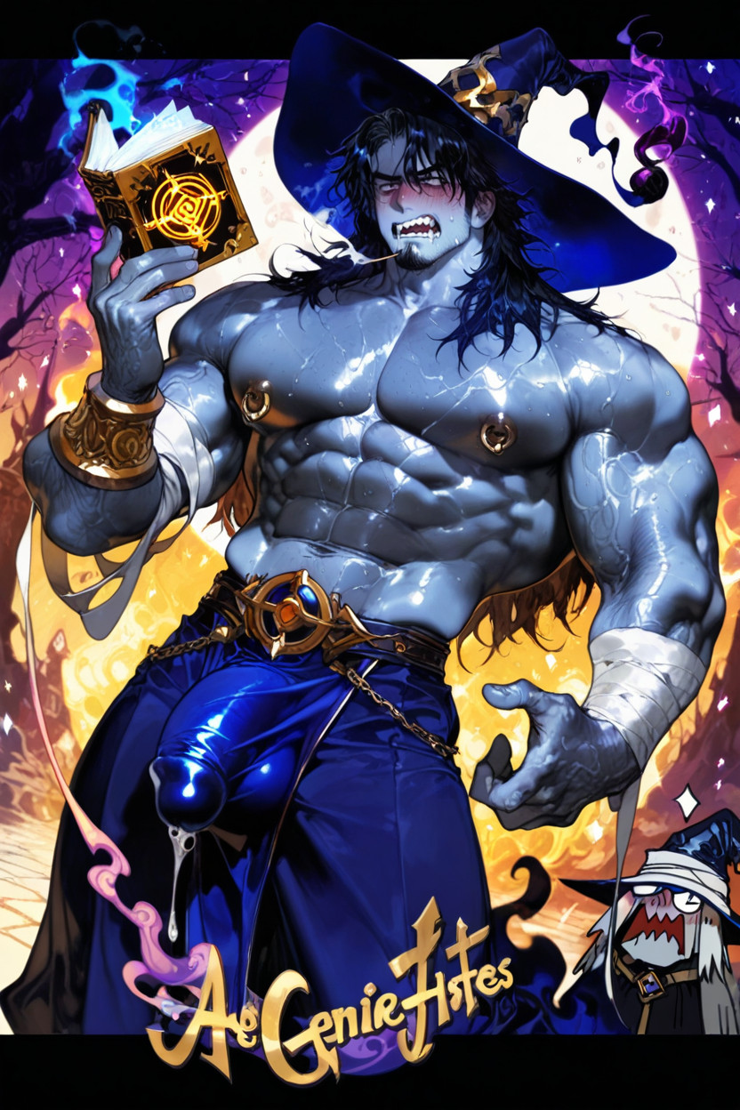Stubble Beard, Genie Protecting Wizard, Nyuudles AI Gay Porn