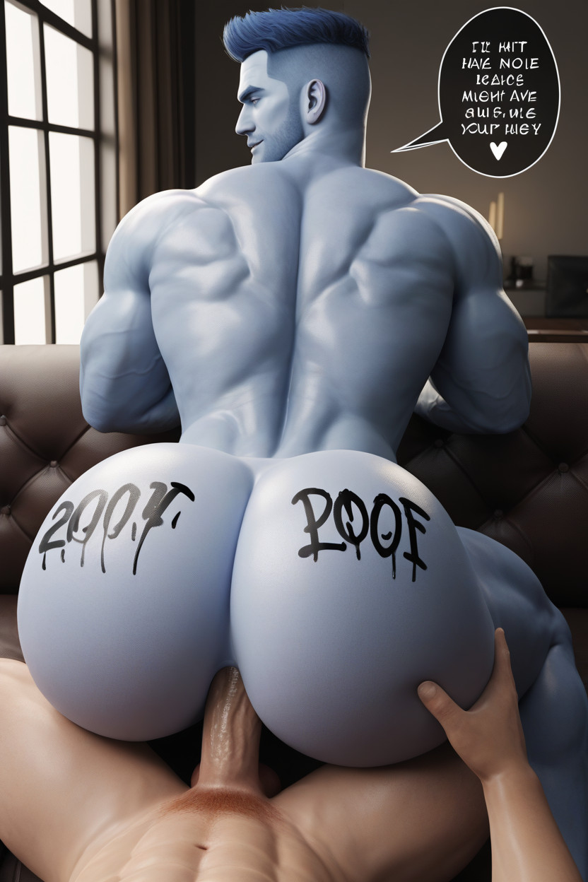 Rounded Ass, Sub Top, Living Room AI Gay Porn