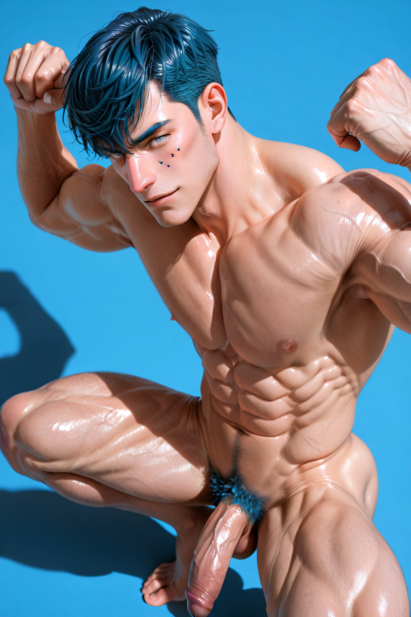 Looking At The Viewer, Pumped-up Muscular Chest, Rosy Skin Undertone AI Gay Porn