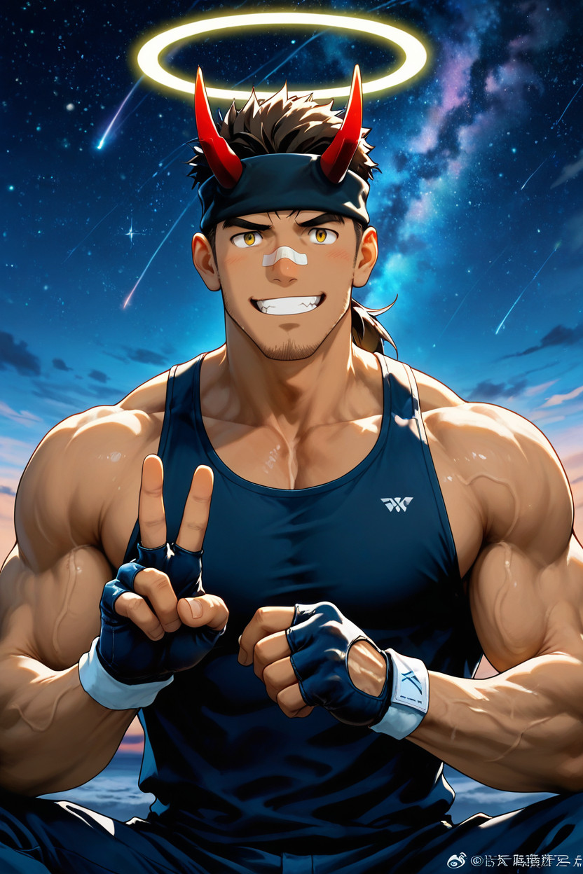 Sleeveless T-shirt, Tired Face, Tanned Skin AI Gay Porn