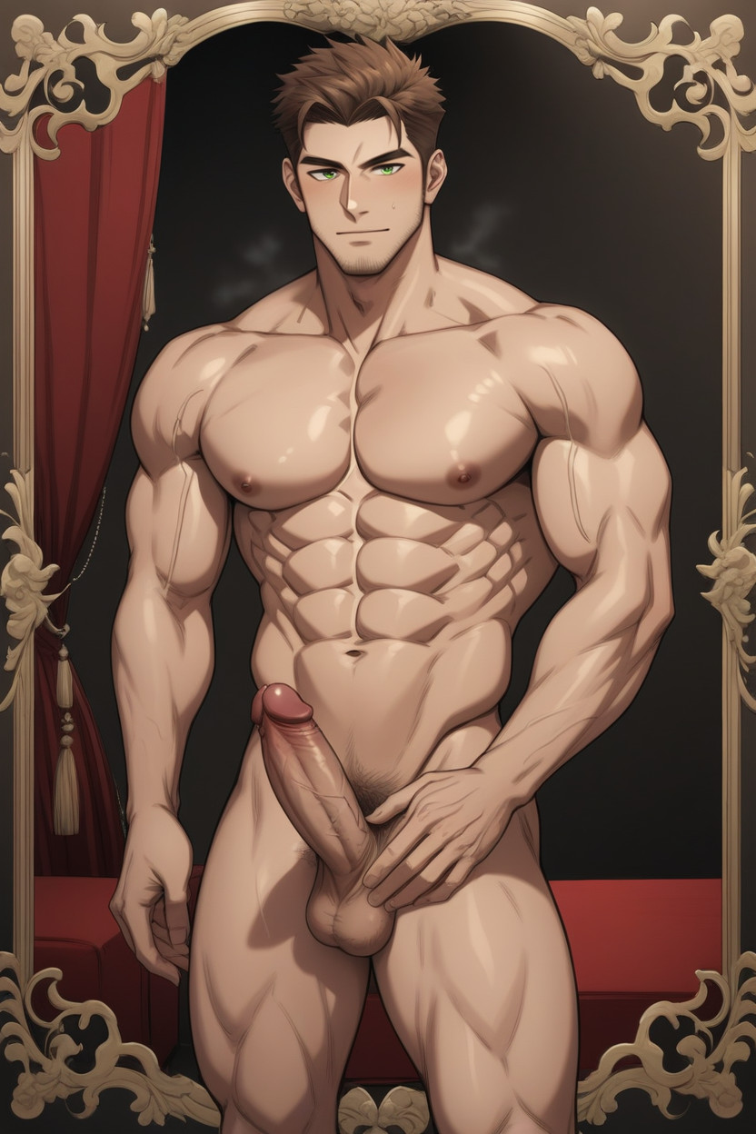 Masturbating His Thick, Masculine, Fit AI Gay Porn