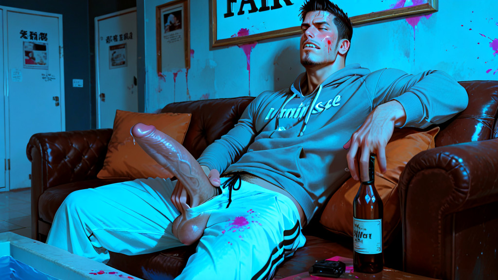 Dark Hair With A Fade, Hoodie Open, A Hot College Man AI Gay Porn