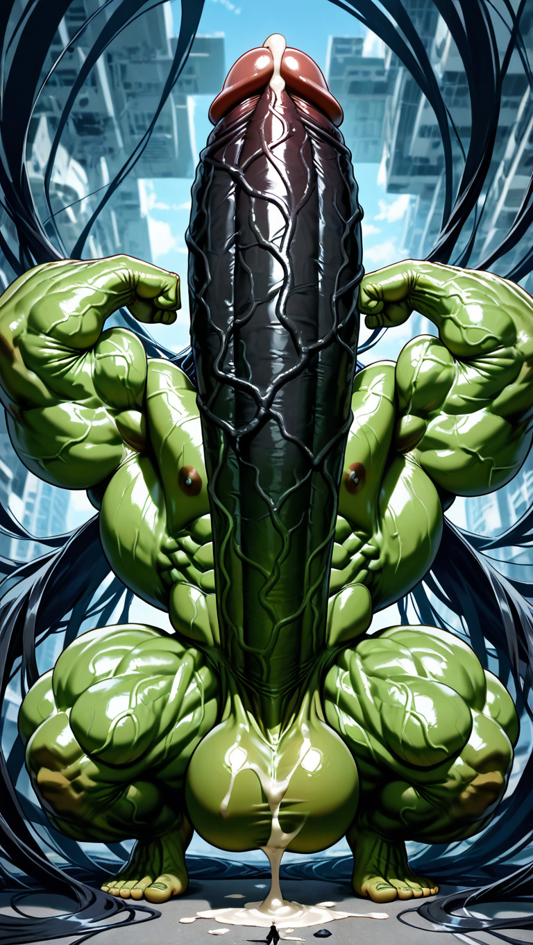 Hyper Macro, Black Goo On Skin, Hulk From The Incredible Hulk Movie AI Gay Porn