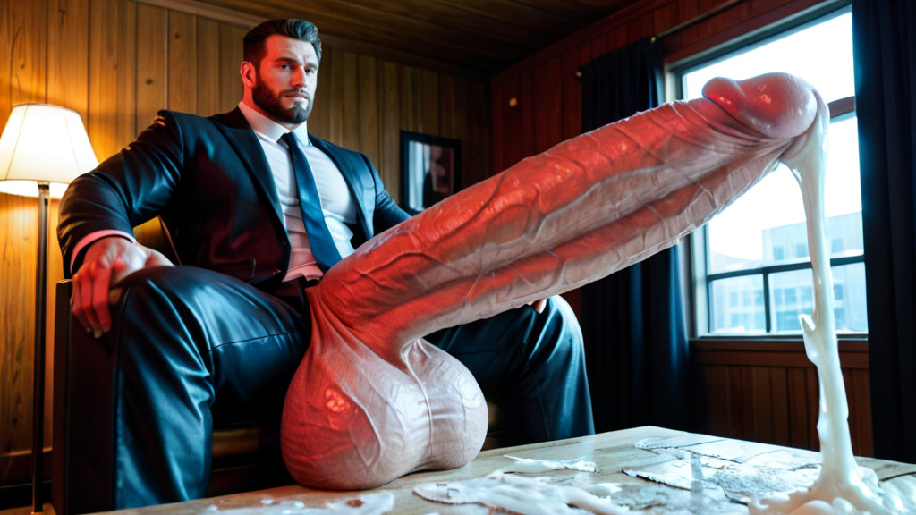 Brown Hair, Full Beard, Cock Laid Like A Beam Across The Seat AI Gay Porn