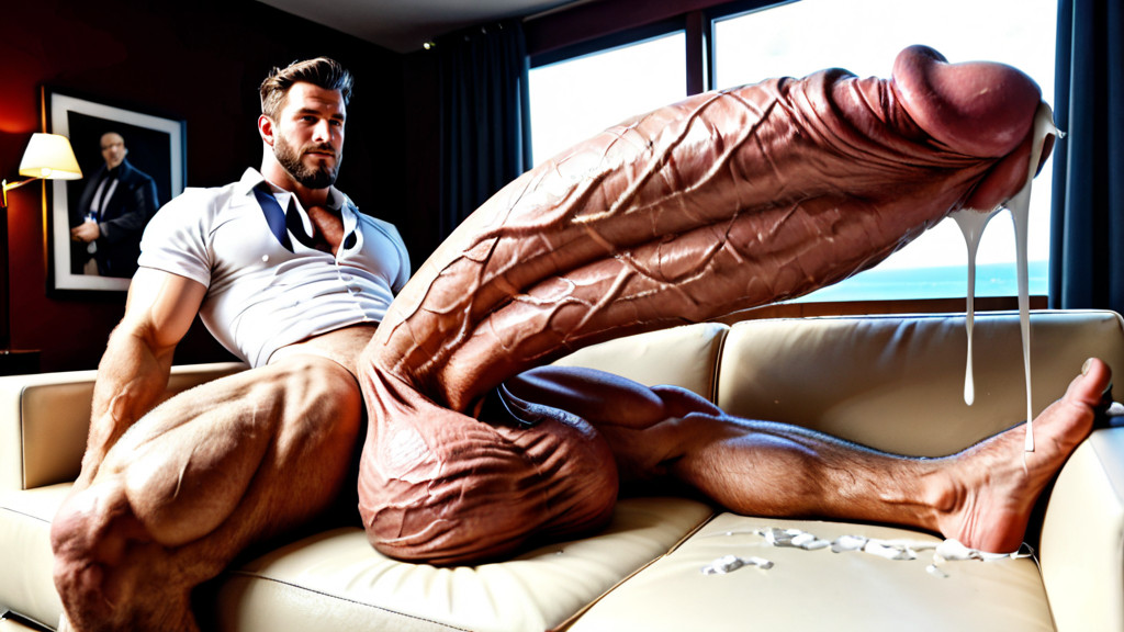 Cock Longer Than The Couch, Matte Skin, Heavy Facial Hair Porno gay IA
