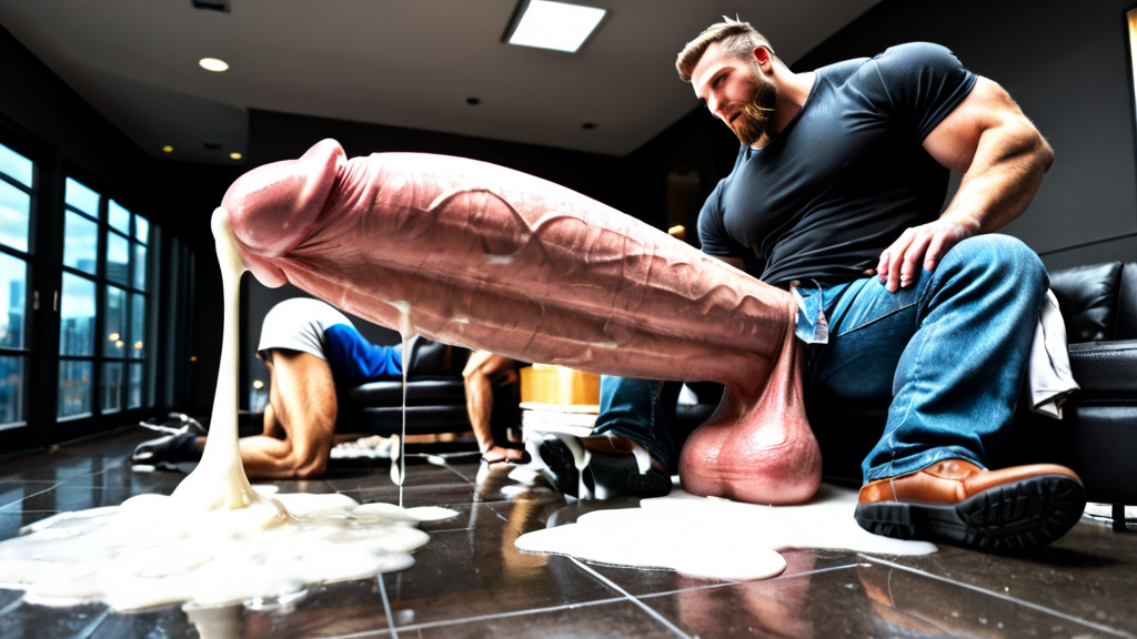 White Cum In Their Beards, Gigantic Oversized Hyper Penis, Eyes Open AI Gay Porn