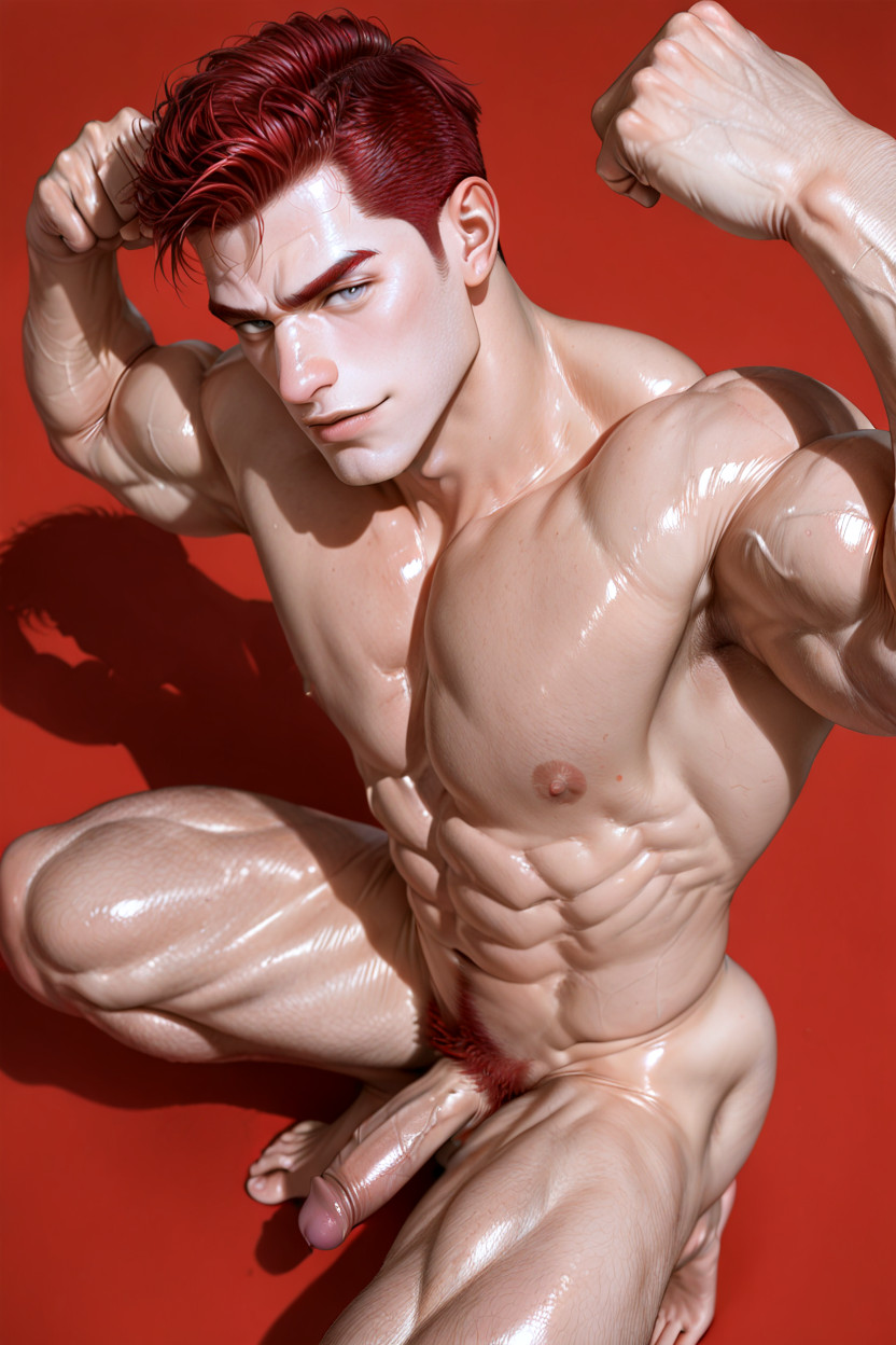 Handsome Boyish Face, Oval Face Shape, Unadorned AI Gay Porn