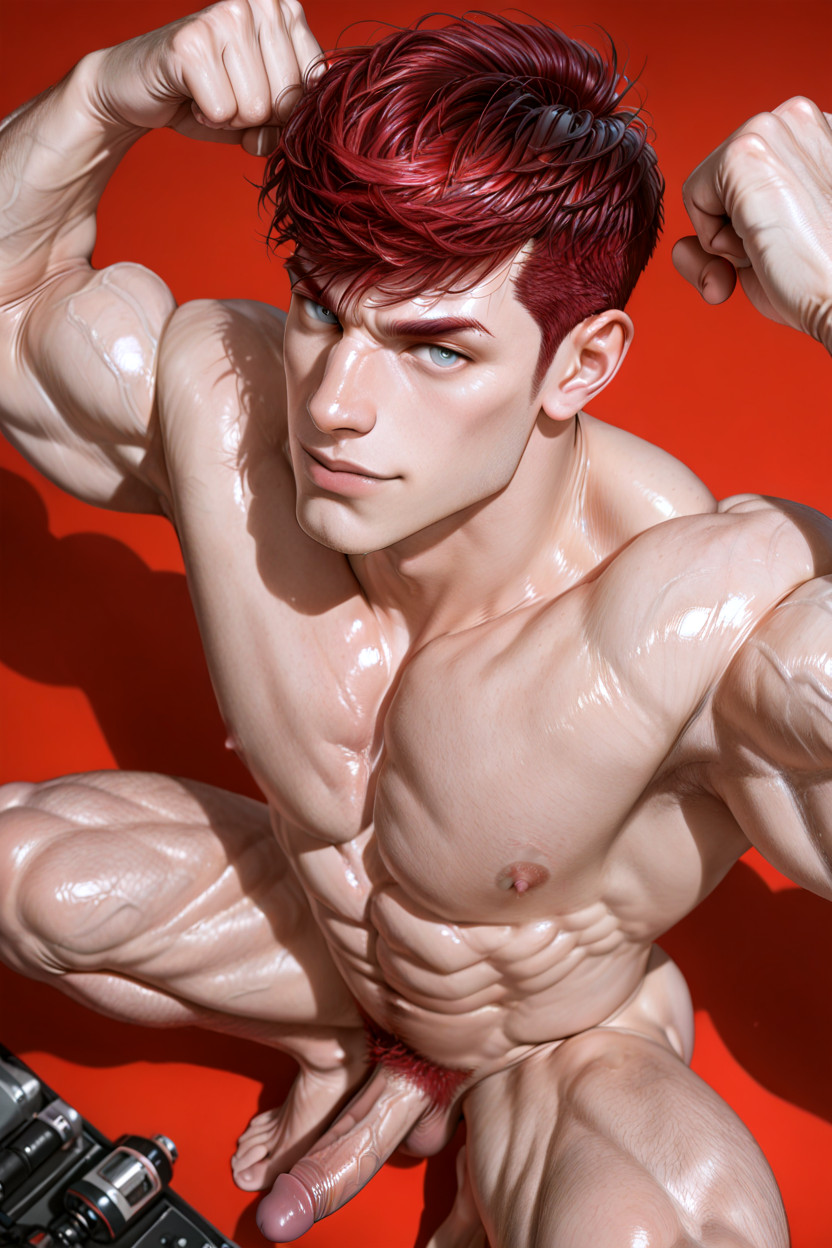 Philtrum, Overhead View, Face With Clean-shaven Smooth Glossy Flawless Skin AI Gay Porn