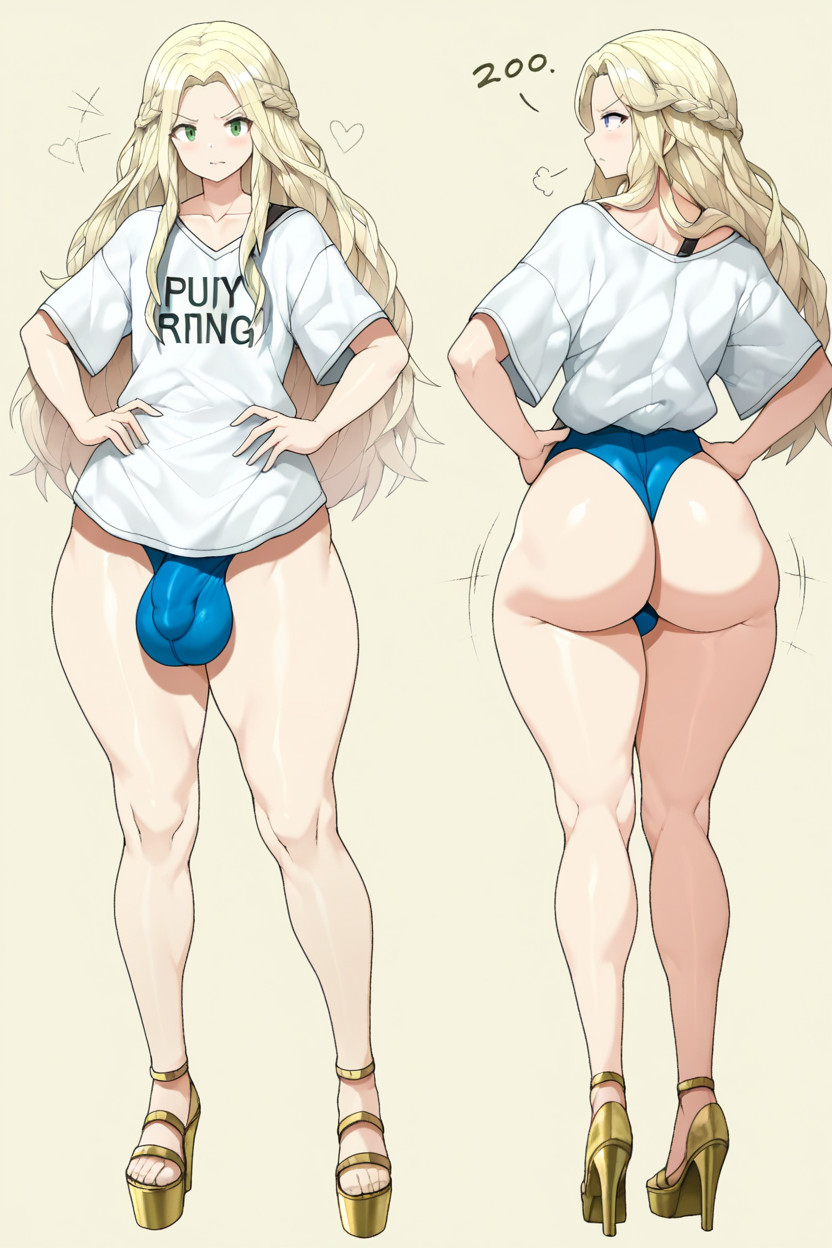 Wide Hips, Deadpan Side View, Delgada Porno gay IA