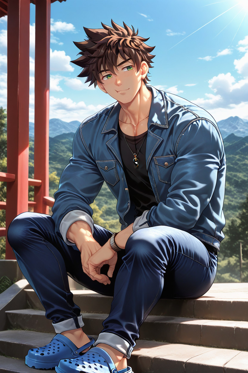 Escalera, Thick Chest Muscles, Japanese Porno gay IA