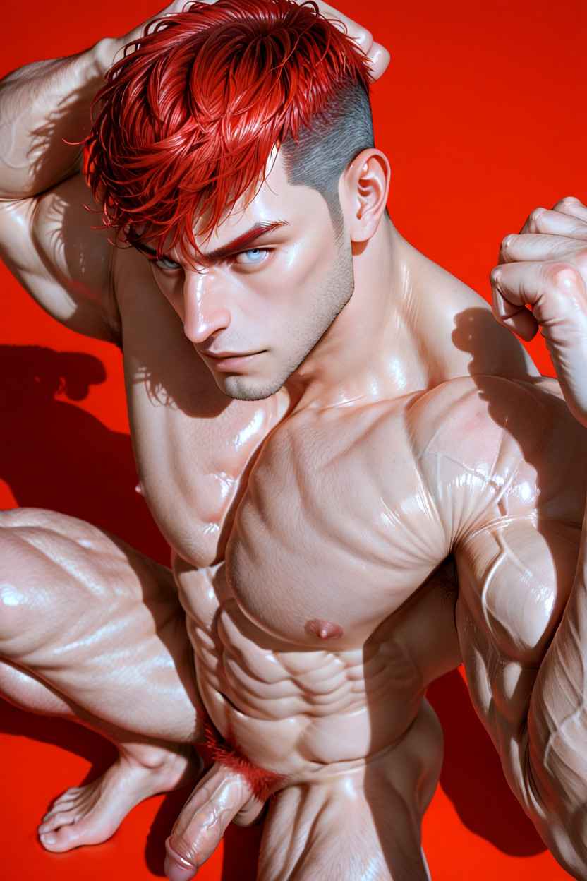 Elbows Intentionally Positioned Outside The Frame, Face With Clean-shaven Smooth Glossy Flawless Skin, Pumped-up Large Muscular Biceps Porno gay IA
