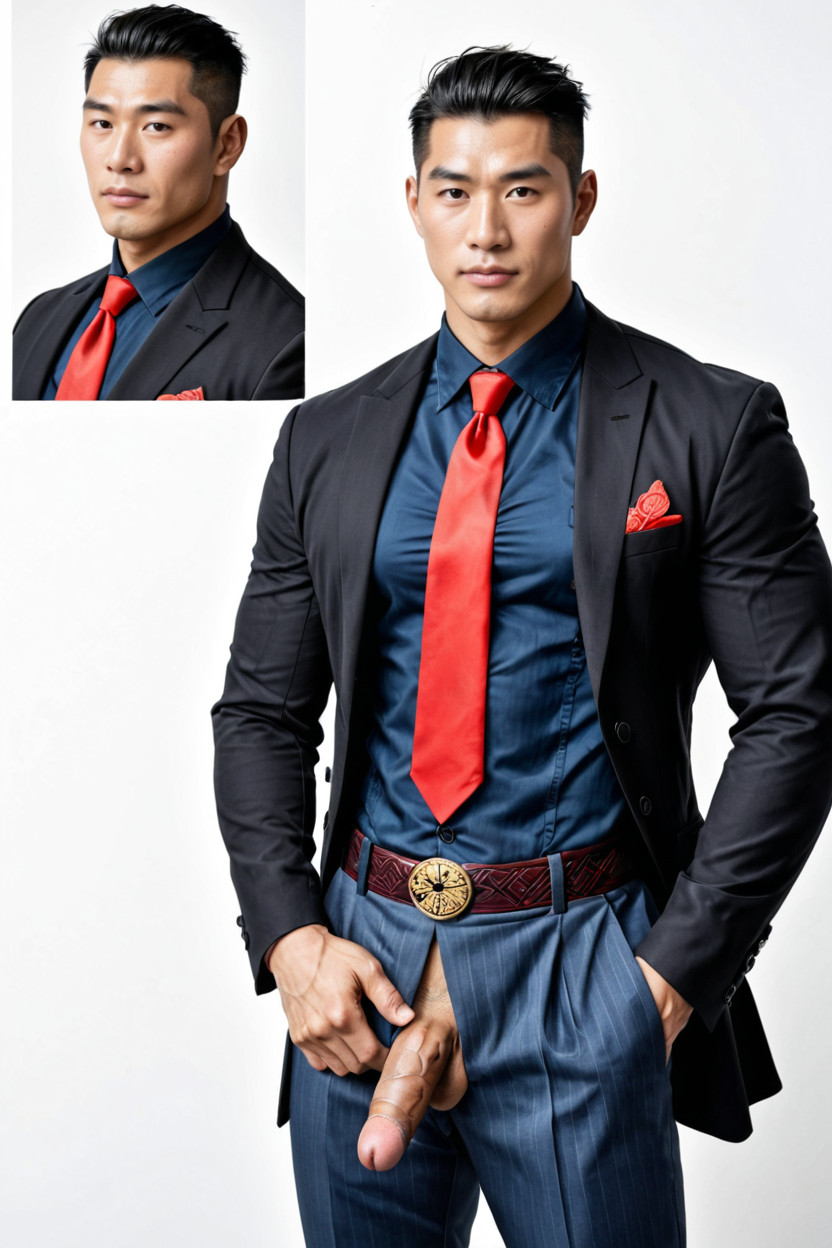 18+, Chinese, Tailored Terracotta Formal Trousers AI Gay Porn