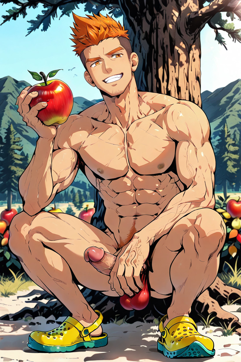 Rim Light From Behind, Light-brown Skin, Comic Illustration Porno gay IA