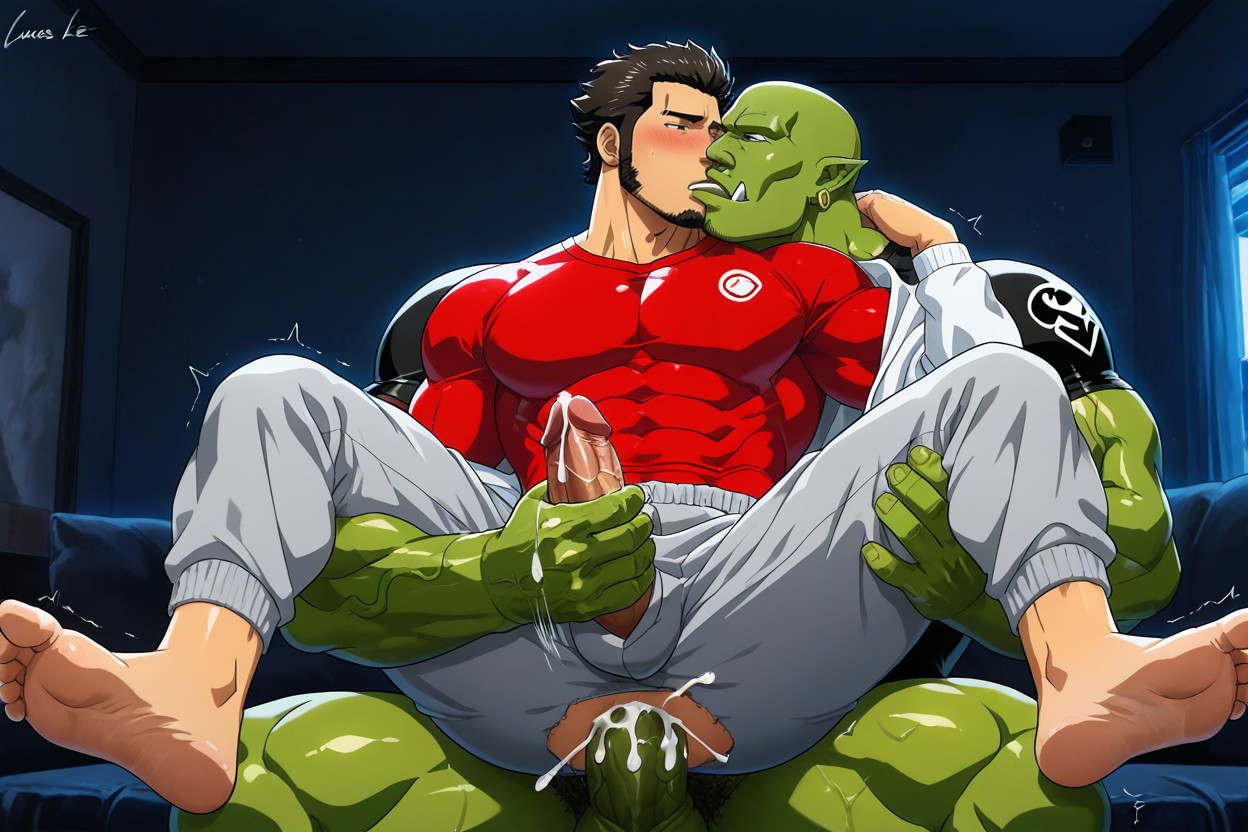 Grande, Bara Body, Legs Spread Porno gay IA