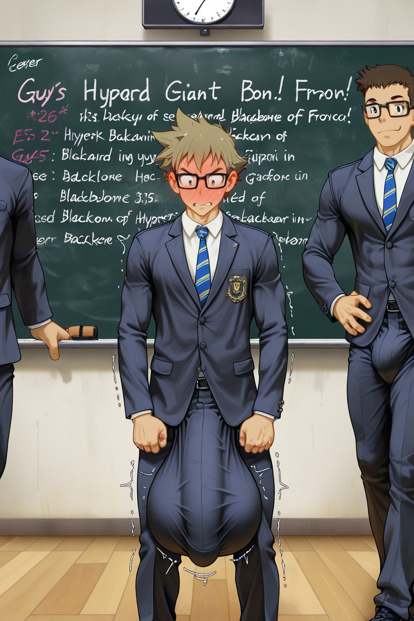 Fit, Nerd Gets Massive Boner In Front Of Blackboard, Beitemian AI Gay Porn