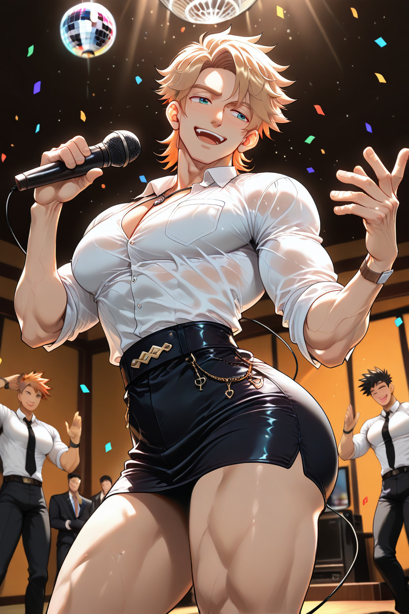 Anime-inspired, Waist Shot, Fit Only Porno gay IA