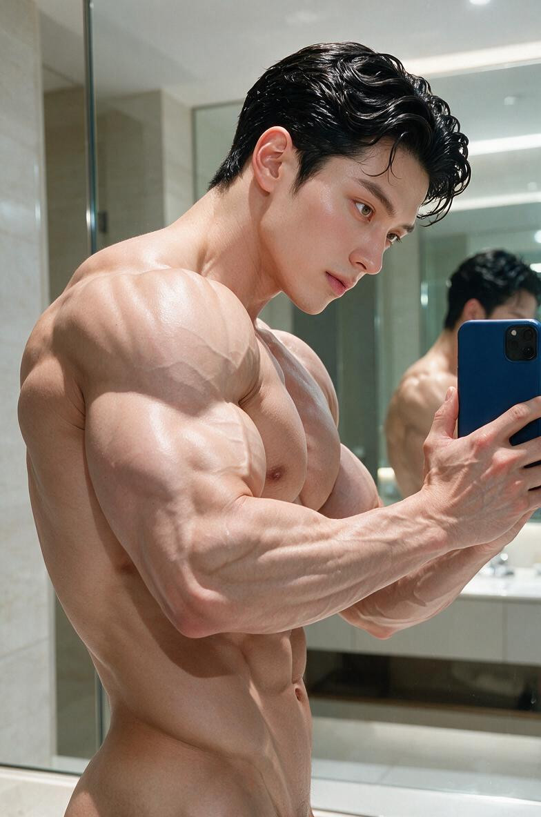 Realistic Muscle Insertions, Subtle Architectural Details, Mirror Selfie AI Gay Porn