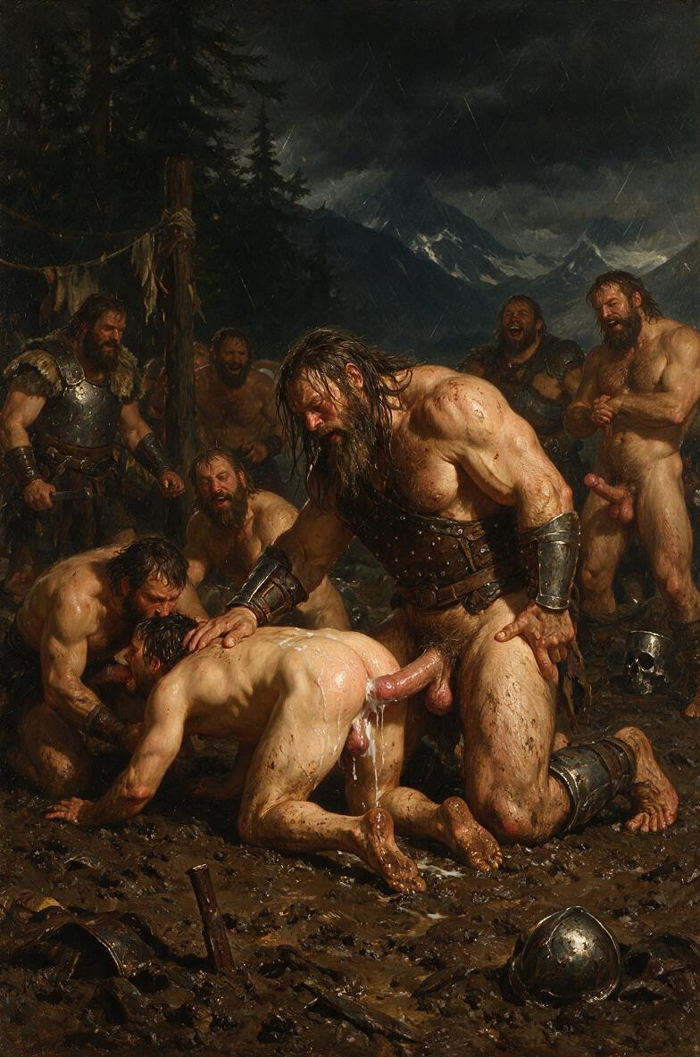 Scandinavian Men, Aggressive Men, Mud AI Gay Porn