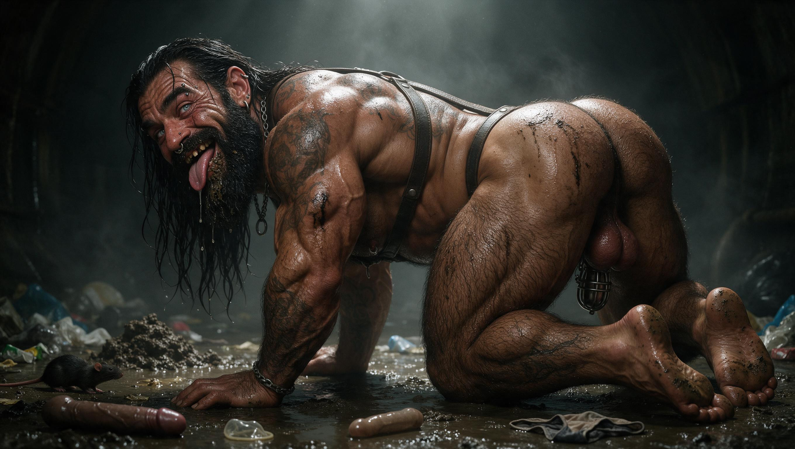 Culo Pequeño, Bodybuilder, Showing Soles Porno gay IA