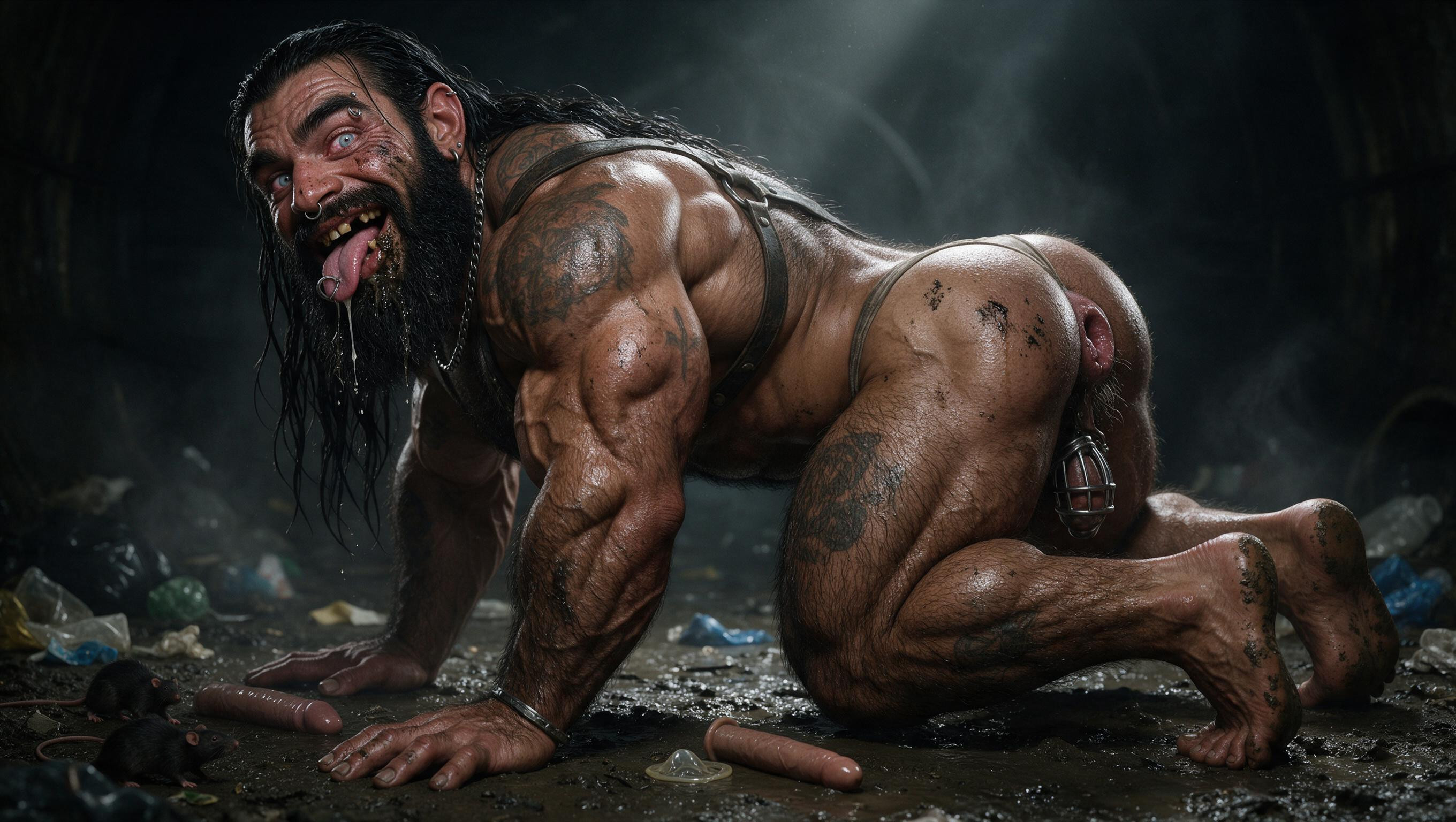 Dim Light, Mud On Floor, Thick Steel Necklace Porno gay IA