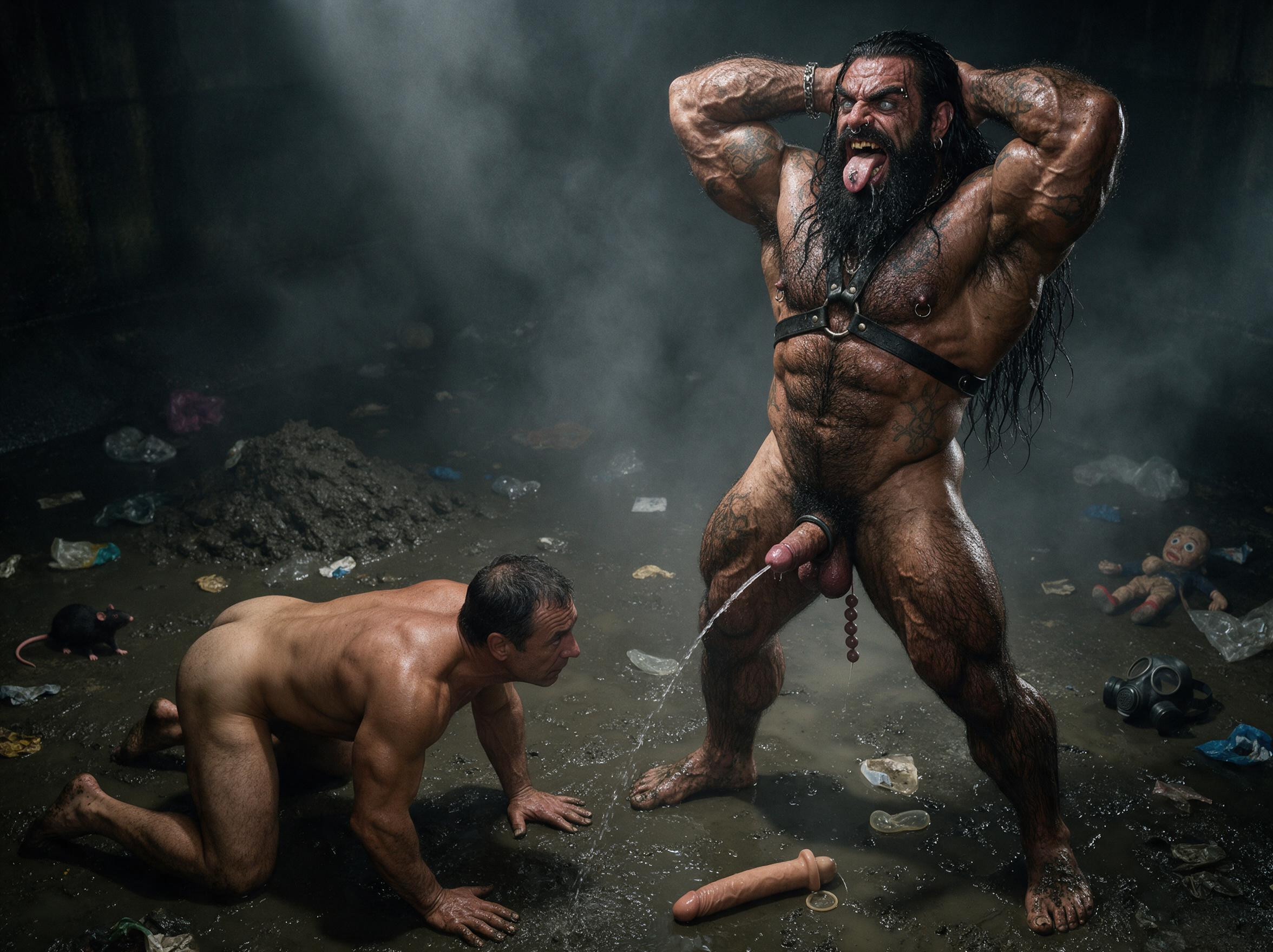 Hyper Arms, Hyper Nipples, Detailed Muscles AI Gay Porn
