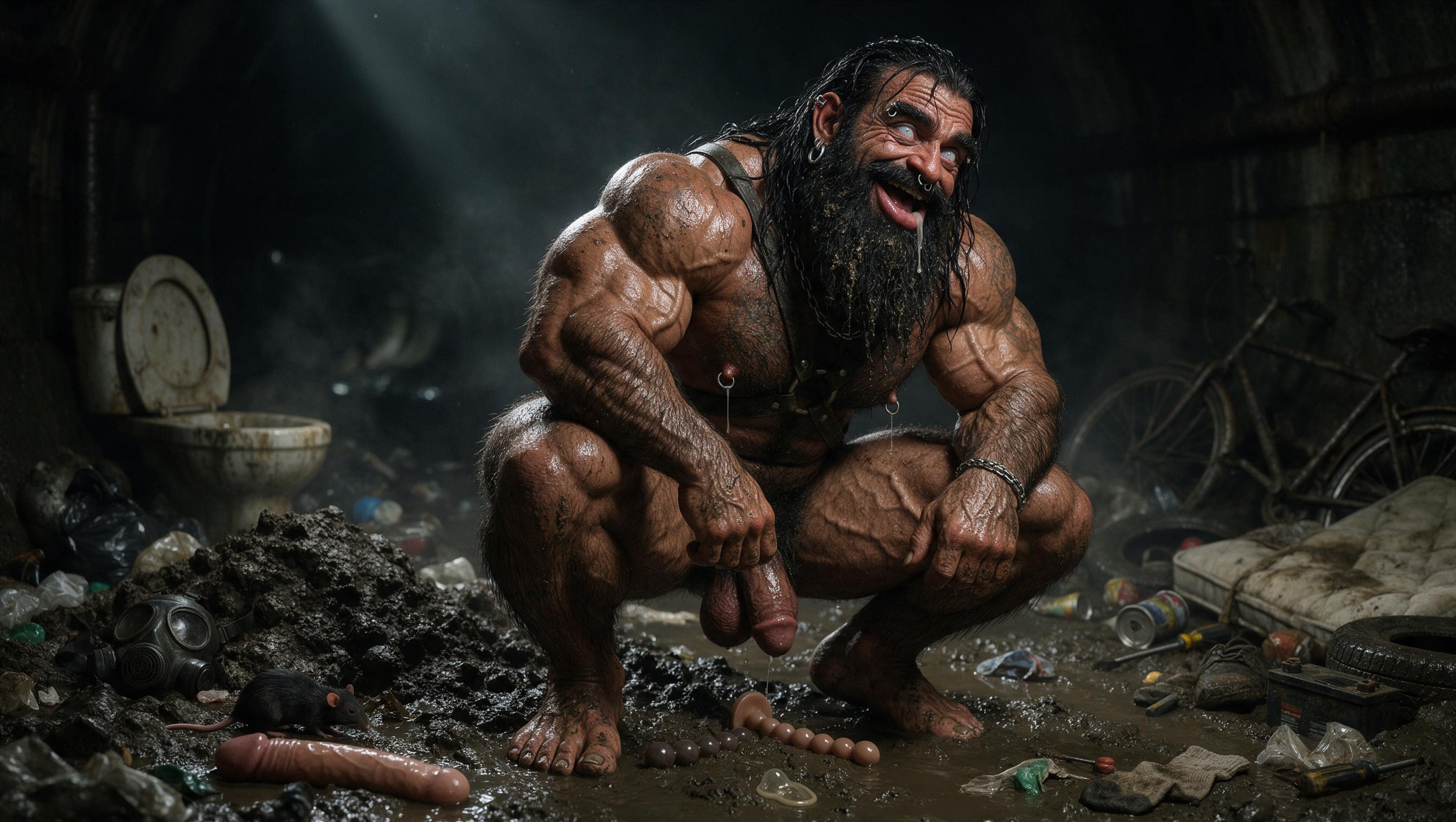 Humid Atmosphere, Veiny Eyes, Old Battery On Floor AI Gay Porn