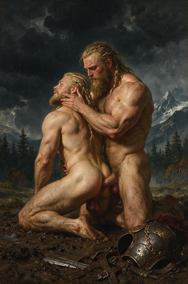 Face Down Ass Up, Balls, Muscular Body AI Gay Porn