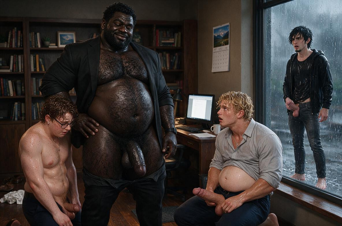 Pants Pulled Down Athlete Kneels Naked Teacher Has Giant Cock As Thick As Arm Athlete Is Embarrassed A - Nerd Watches The Scene, Full Body, Front View AI Gay Porn