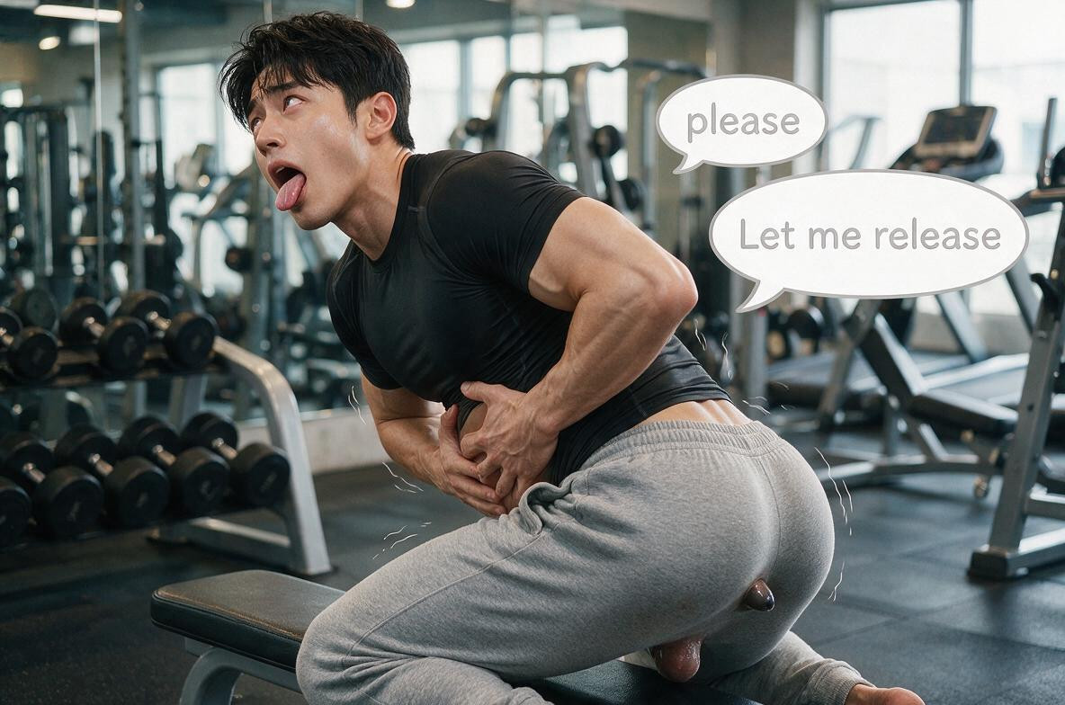 Alone, "please" Bubble Speach, Showing Bottom AI Gay Porn