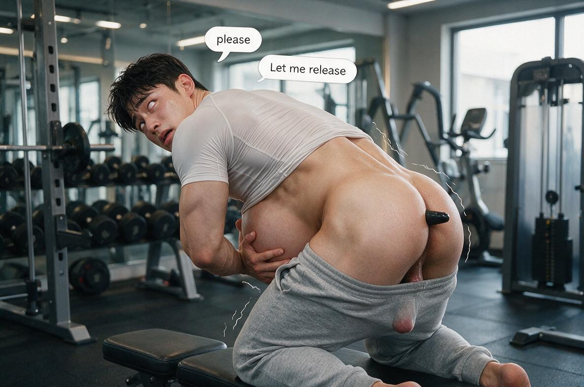 Bending On Gym Bench, Trembling Lines, Walking AI Gay Porn