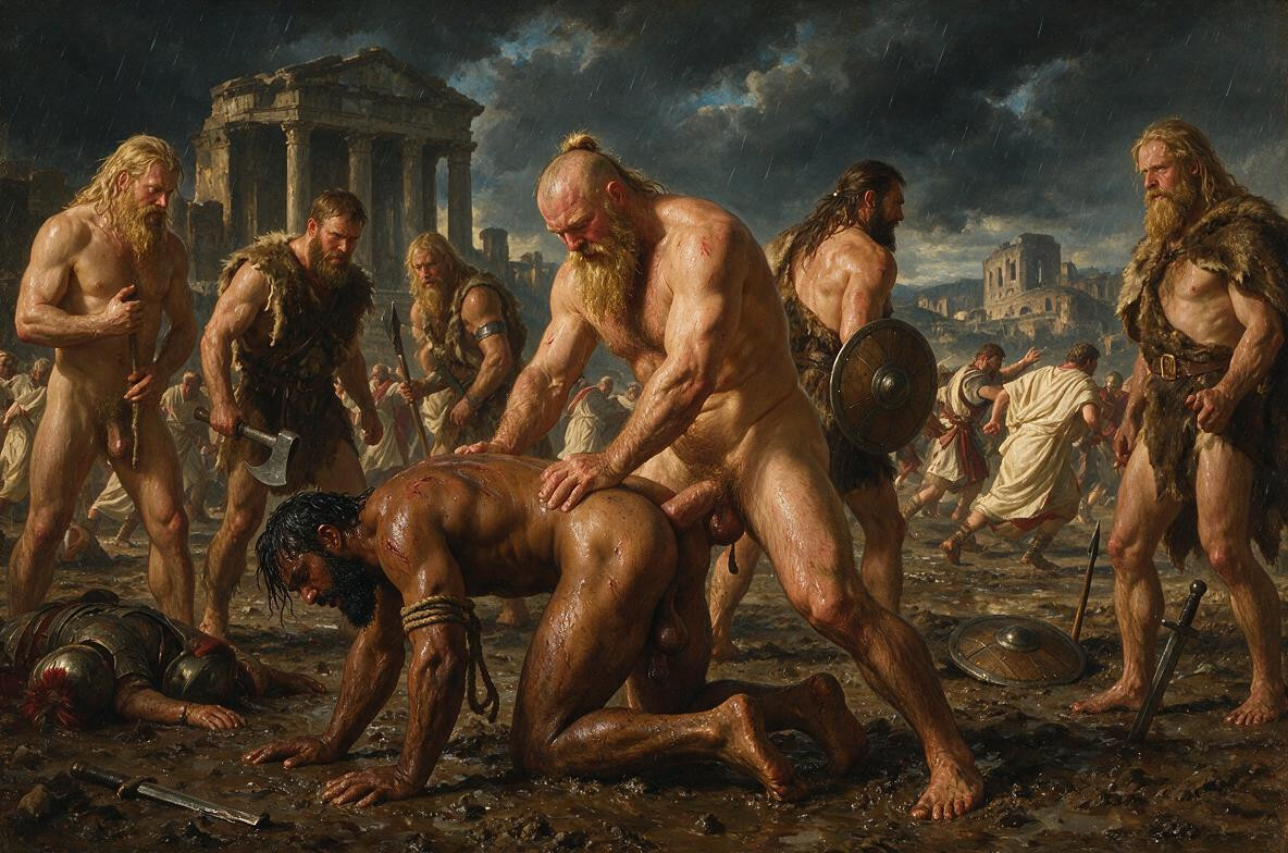 Armor On The Ground, Barbarians Stripping Men In Togas, Aggressive Men AI Gay Porn