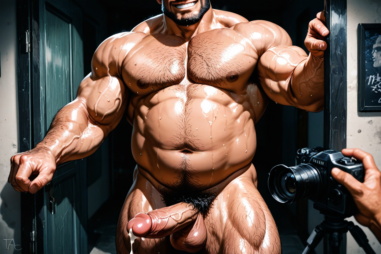 And Muscular Build With A Sweaty, It Appears Thick, A Hairy Latino Mix Hawaiian Southeast Asian Man In His Thirties With A Broad AI Gay Porn