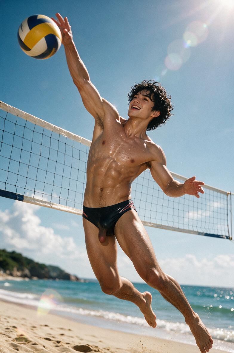 Beach, Straight Nose, Side View AI Gay Porn