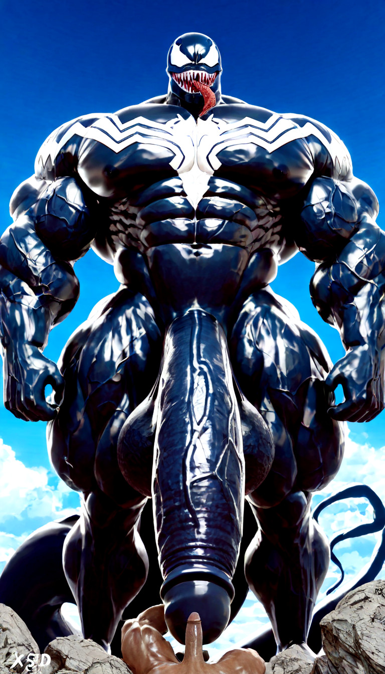 Hyper Exaggerated Gigantic Muscle Physique, Monstrous Cock, Enormous Bulging Chest And Arms AI Gay Porn