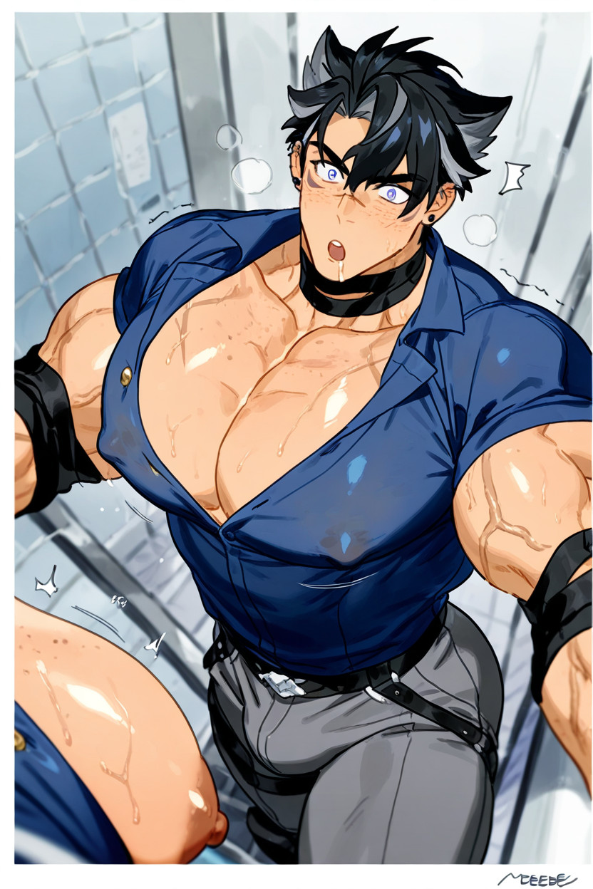 Sweat, Side View, Expanding Muscles ゲイAIエロ
