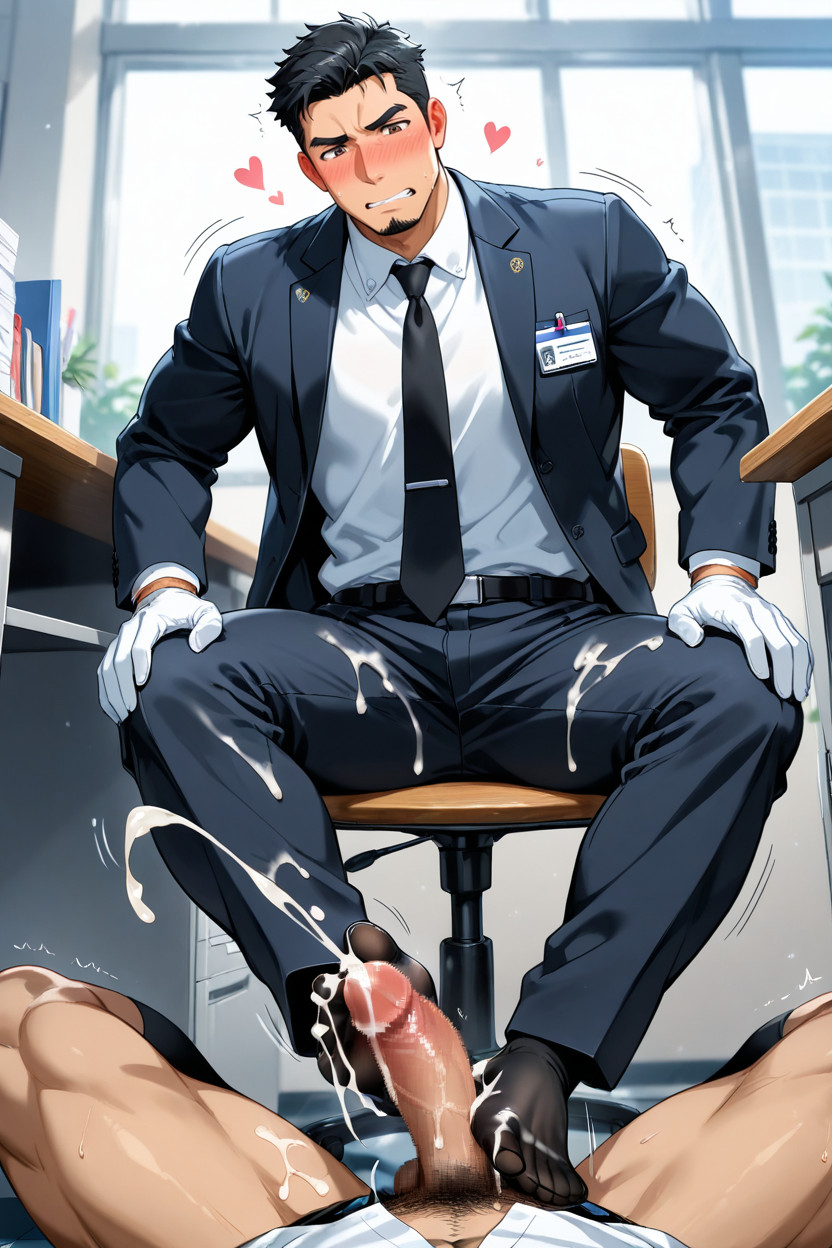 Blushing, Brown Eyes, Motion Lines Around Feet 同性戀AI成人
