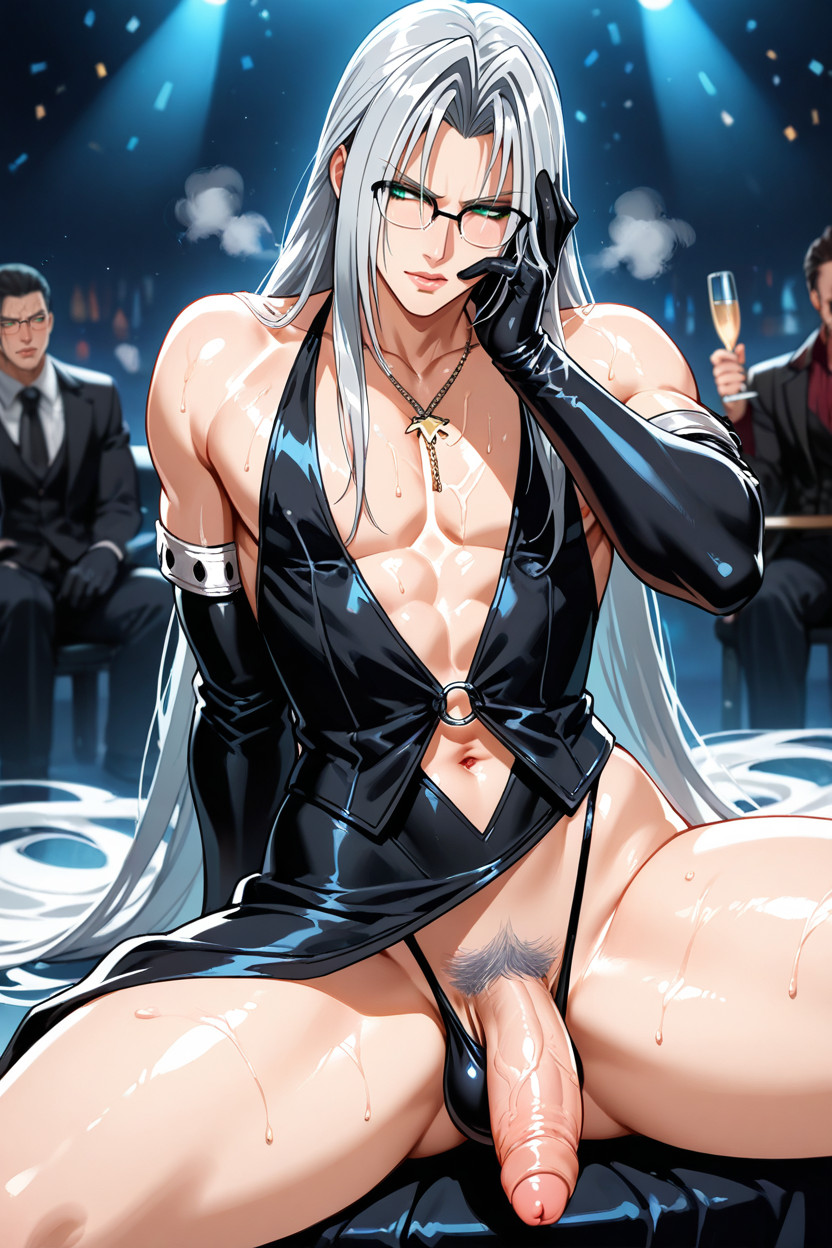 Plunging Neckline, Cowboy Shot, Transparent Backless Dress Dress Porno IA gay