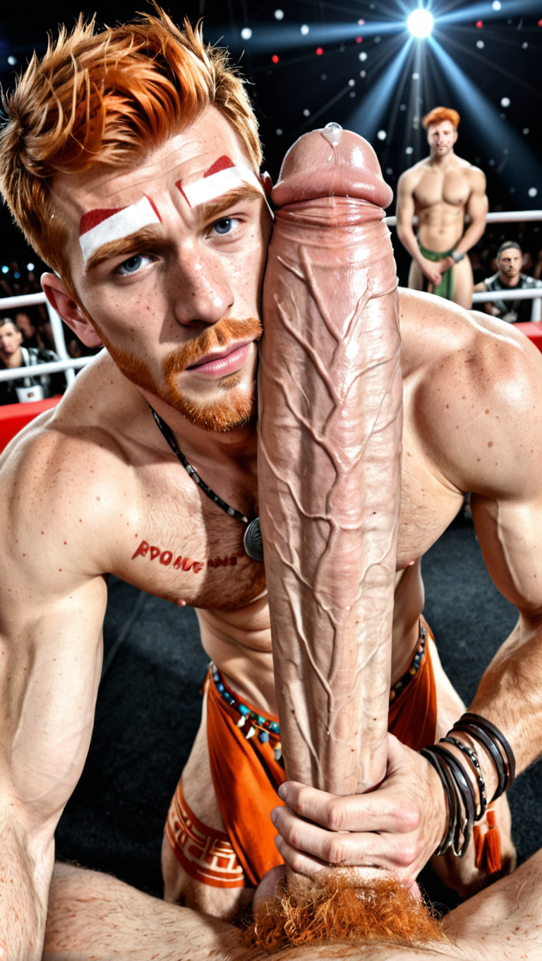 Cock Much Bigger And Taller Than Him, Impossibly Oversized Uncut Hyper Cock Much Taller And Thicker Than Him, Ginger Male Pubes ゲイAIエロ