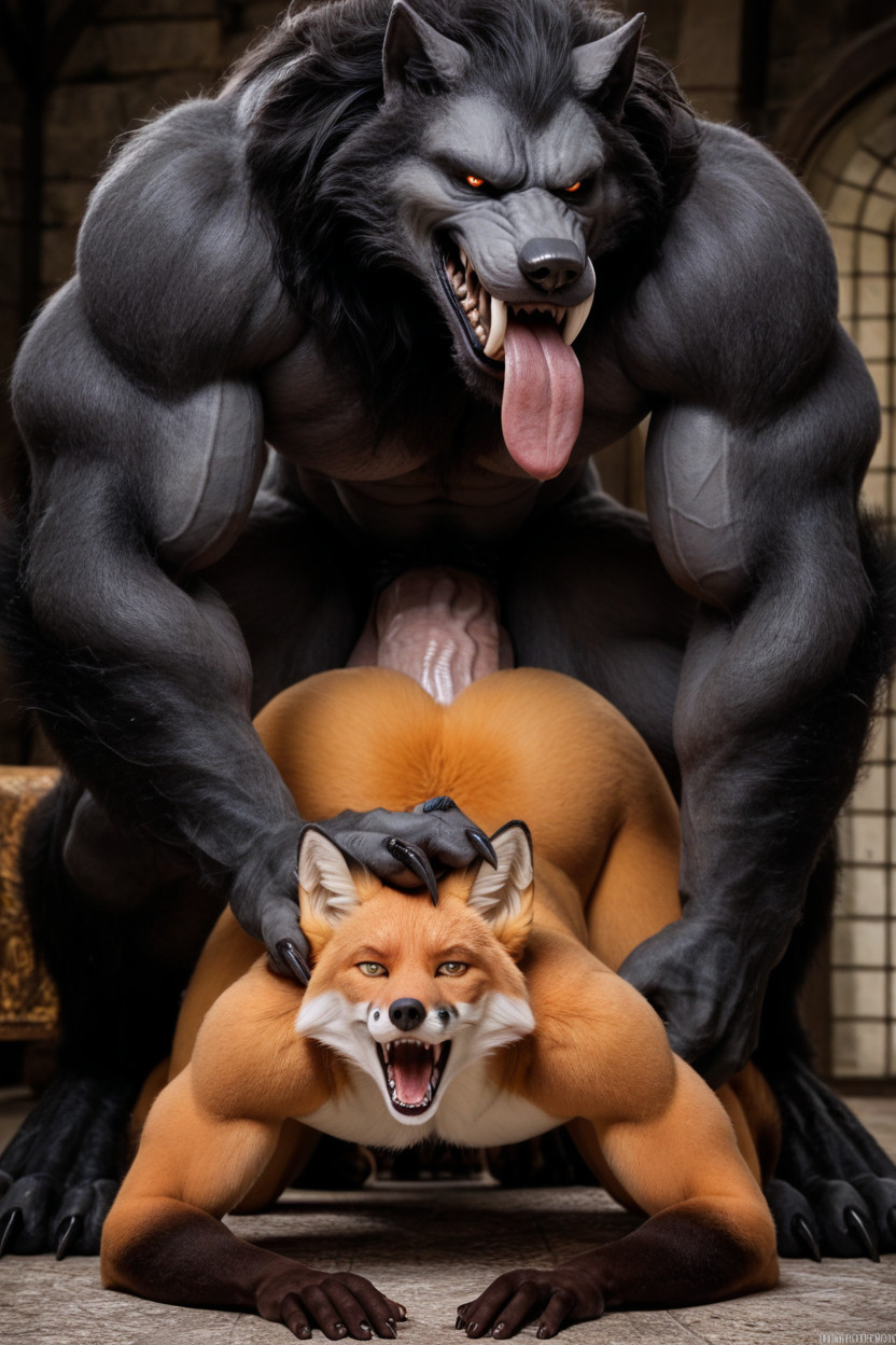 Colossal Cock Impaled Fox Furry Ass, Broad Cock Streched Fox Furry Belly, Fetish Sex 同性戀AI成人