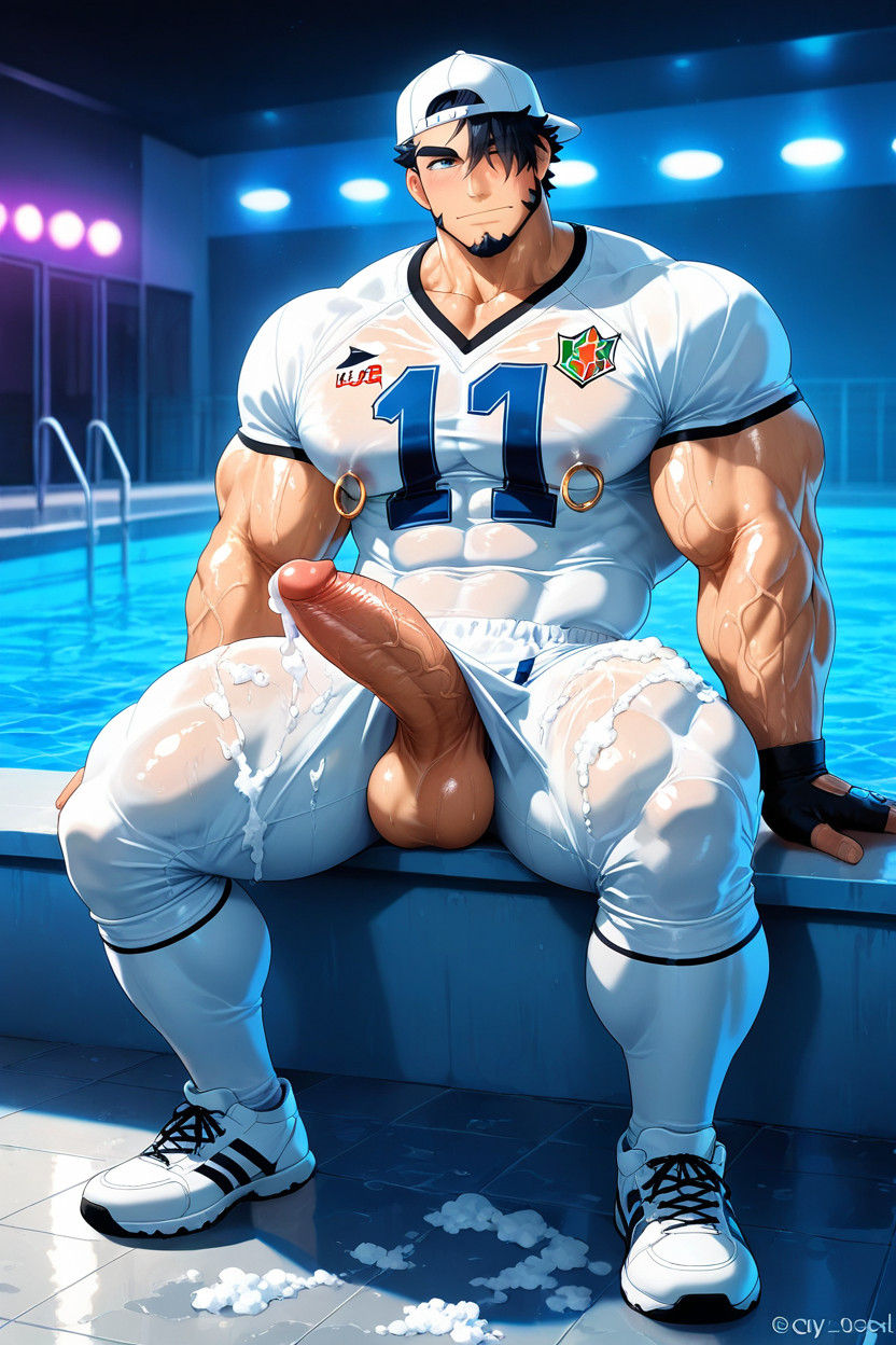 Oiled Skin, Impossibly Long Hyper Penis, Raised Shirt Exposing Abs 同性恋AI色情